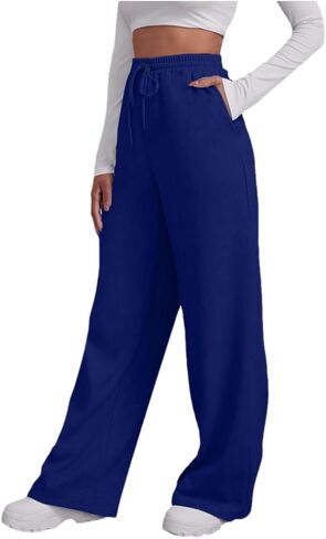 Baggy Sweatpants for Women Casual Wide Leg Drawstring High Waisted Lounge Athletic Sweat Track Pants with Pockets in Saudi Arabia