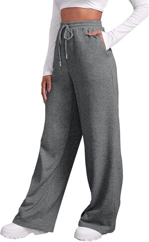 Baggy Sweatpants for Women Casual Wide Leg Drawstring High Waisted Lounge Athletic Sweat Track Pants with Pockets in Saudi Arabia