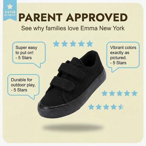 EMMA NEW YORK Toddler Sneakers Canvas Toddler Shoes for Girls and Boys, Hook and Loop Kid Sneaker in Kuwait