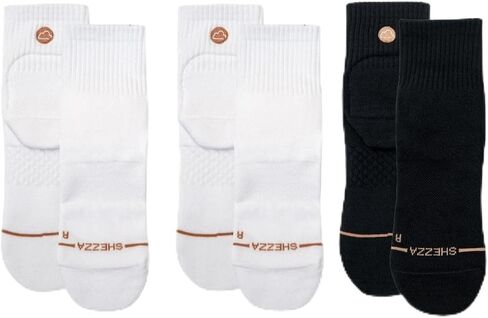 SHEZZA 3 pack- 2 White & 1 Black Anti-Blister Cushioned Heel Padded Quarter Sock Bundle- Size Small in Saudi Arabia