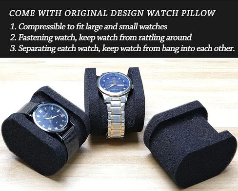 4 slots Watch travel case, hard watch box storage organize holder, with soft foam insert fit watches up to 55mm face,green microfiber lining in Saudi Arabia