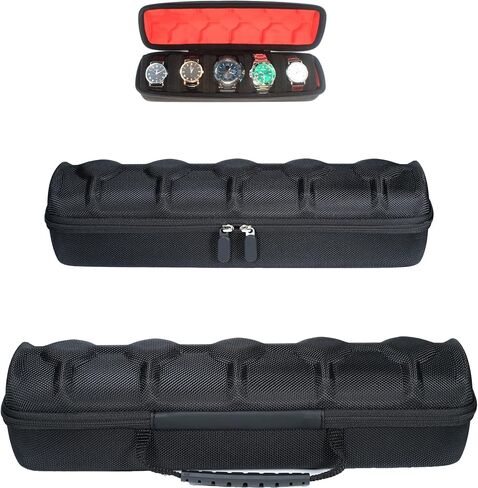 4 slots Watch travel case, hard watch box storage organize holder, with soft foam insert fit watches up to 55mm face,green microfiber lining in Saudi Arabia