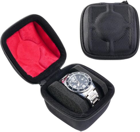 4 slots Watch travel case, hard watch box storage organize holder, with soft foam insert fit watches up to 55mm face,green microfiber lining in Saudi Arabia