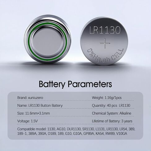 40 Pack LR1130 AG10 Battery 1.5V Long-Lasting Alkaline Button Cell Batteries in Kuwait