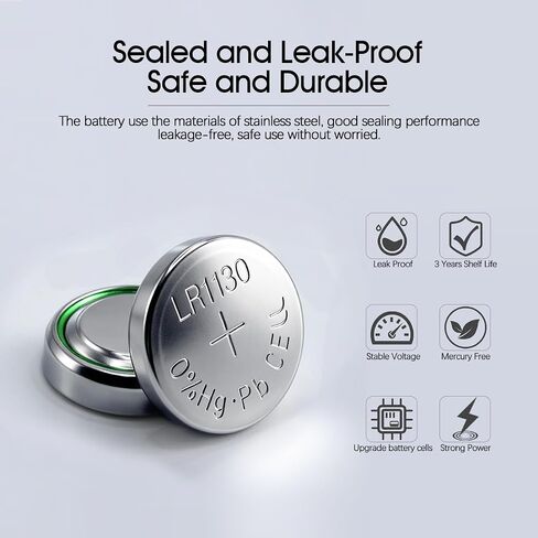 40 Pack LR1130 AG10 Battery 1.5V Long-Lasting Alkaline Button Cell Batteries in Kuwait