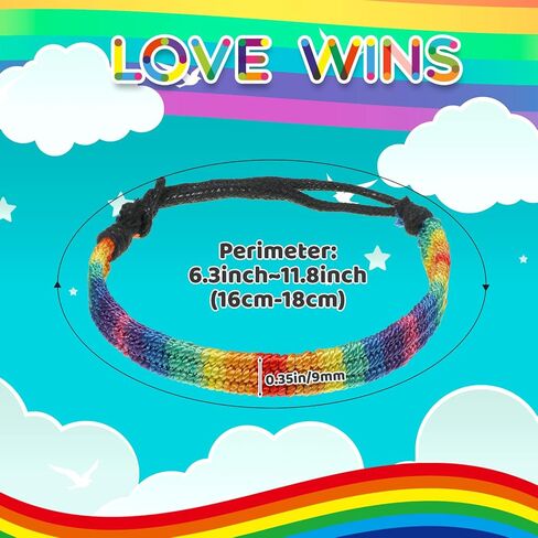 2PCS Rainbow Bracelet, Adjustable Braided Bracelet, Bohemian Rope Braided Rainbow Wristband for Family, Friends, Partners, and Lovers, Suitable for Men Women in Saudi Arabia