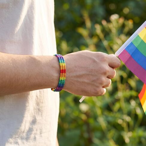 2PCS Rainbow Bracelet, Adjustable Braided Bracelet, Bohemian Rope Braided Rainbow Wristband for Family, Friends, Partners, and Lovers, Suitable for Men Women in Saudi Arabia