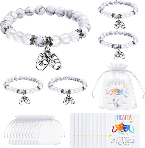 Tondiamo 10 Sets 2026 Theater Gifts Drama Mask Bracelet Graduation Musical Theater Gifts with Greeting Cards Comedy Tragedy Masks Bracelet for Women Actor in Kuwait