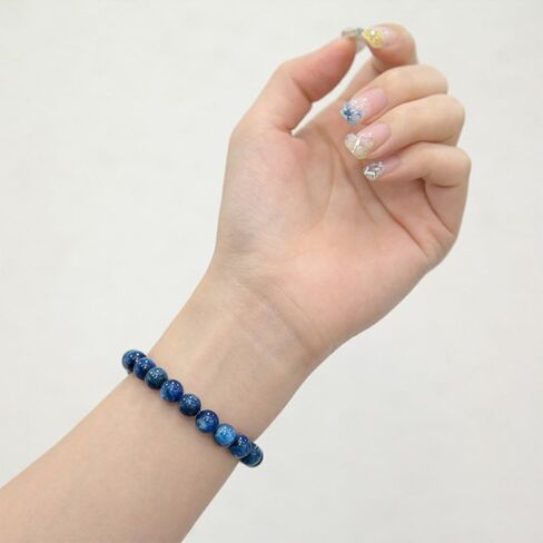 Natural Blue Kyanite Beaded Bracelet Round Smooth Stone Stretch Bracelet for Men Women Healing Crystal Jewelry in Kuwait