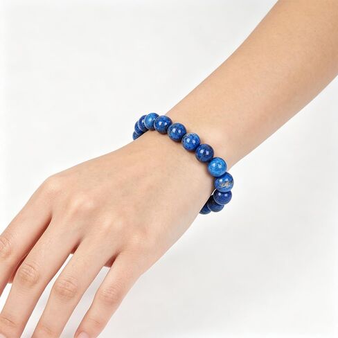 Natural Blue Kyanite Beaded Bracelet Round Smooth Stone Stretch Bracelet for Men Women Healing Crystal Jewelry in Kuwait