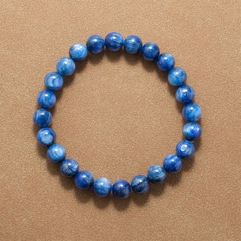 Natural Blue Kyanite Beaded Bracelet Round Smooth Stone Stretch Bracelet for Men Women Healing Crystal Jewelry in Kuwait
