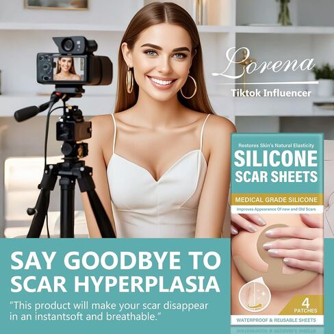 Silicone Scar Sheets for Breast - Reusable & Breathable Breast Silicone Scar Tape 4 Pair - Comfortable & Soft Medical Grade Patches for Post-Care Management in Kuwait
