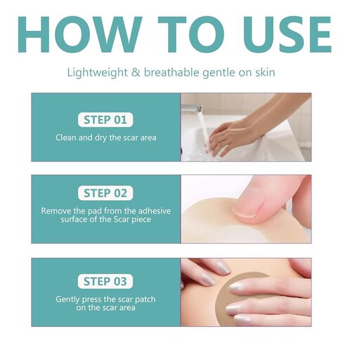 Silicone Scar Sheets for Breast - Reusable & Breathable Breast Silicone Scar Tape 4 Pair - Comfortable & Soft Medical Grade Patches for Post-Care Management in Kuwait