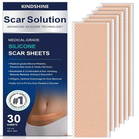 30PCS Medical Grade Silicone Scar Sheets, Advanced Scar Treatment & Prevention for Surgical, Burn, Hypertrophic & Keloid Scars, Flexible & Discreet Strips(1.2"x6") in Kuwait
