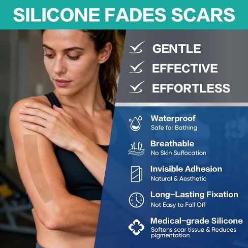 30PCS Medical Grade Silicone Scar Sheets, Advanced Scar Treatment & Prevention for Surgical, Burn, Hypertrophic & Keloid Scars, Flexible & Discreet Strips(1.2"x6") in Saudi Arabia