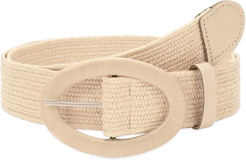WHIPPY Women Straw Woven Elastic Stretch Waist Belt, Boho Braided Skinny Dress Belts for Women in Kuwait
