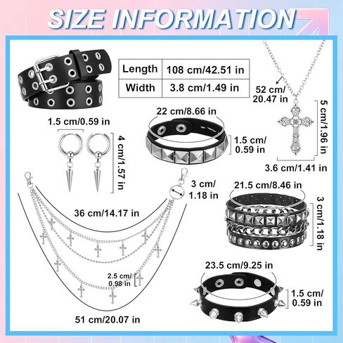 JATEBI Y2K Black Studded Belt Adjustable Belt with Star Chain Punk Grunge Gothic Emo Accessories for Women in Kuwait