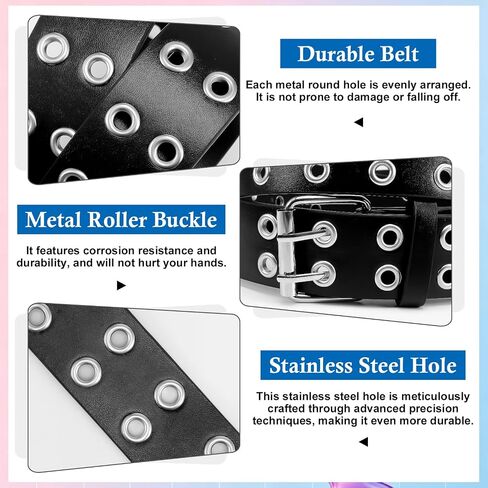 JATEBI Y2K Black Studded Belt Adjustable Belt with Star Chain Punk Grunge Gothic Emo Accessories for Women in Kuwait