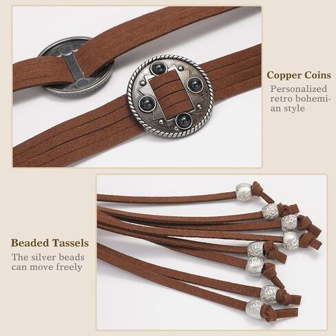 Women Knotted Waist Belt Bohemian Style Tassel Belt Vintage PU Leather Belts for Dresses in Saudi Arabia