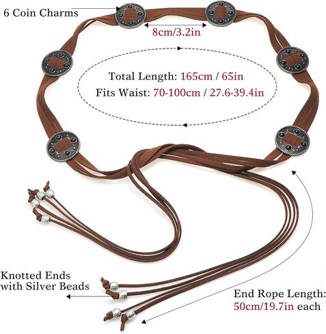 Women Knotted Waist Belt Bohemian Style Tassel Belt Vintage PU Leather Belts for Dresses in Saudi Arabia