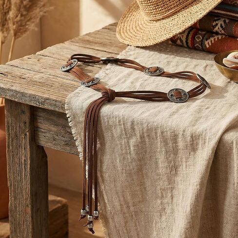 Women Knotted Waist Belt Bohemian Style Tassel Belt Vintage PU Leather Belts for Dresses in Saudi Arabia
