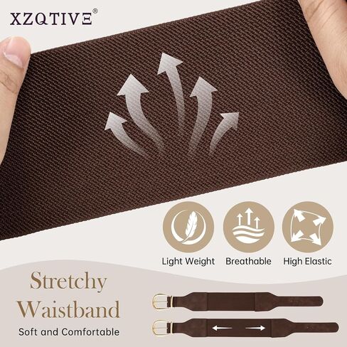 XZQTIVE Women Wide Elastic Waist Belt for Dresses Fashion Cinch Belts Stretchy Waistband with Gold Buckle in Kuwait