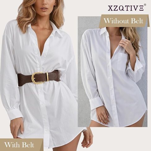 XZQTIVE Women Wide Elastic Waist Belt for Dresses Fashion Cinch Belts Stretchy Waistband with Gold Buckle in Kuwait