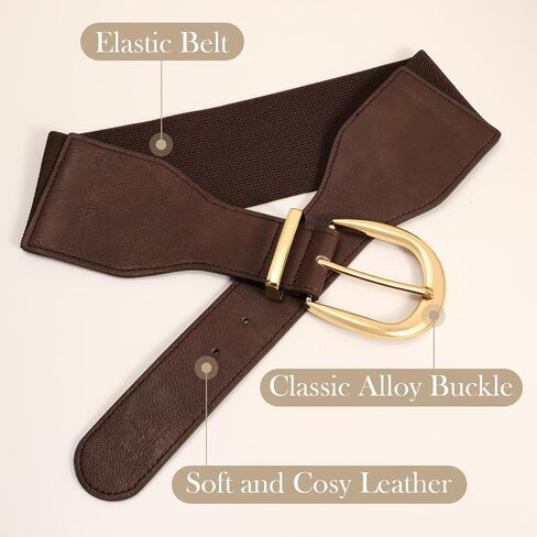 XZQTIVE Women Wide Elastic Waist Belt for Dresses Fashion Cinch Belts Stretchy Waistband with Gold Buckle in Kuwait