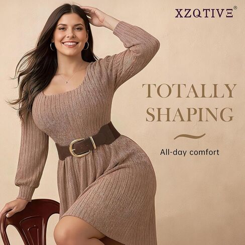 XZQTIVE Women Wide Elastic Waist Belt for Dresses Fashion Cinch Belts Stretchy Waistband with Gold Buckle in Kuwait