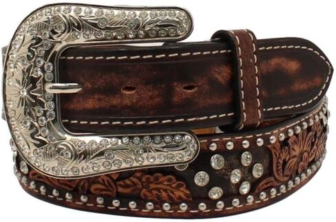 Angel Ranch Western Belt Womens Stones Overlay Floral D140002602 in Kuwait