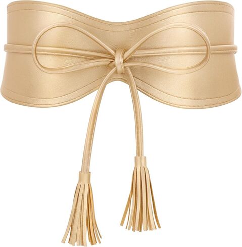 XZQTIVE Women Wide Belt for Dress Fashion Ladies Cinch Obi Belt Waistband with Tassel Tie in Kuwait