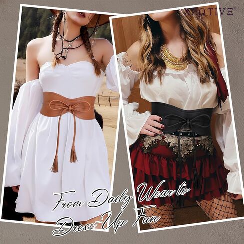 XZQTIVE Women Wide Belt for Dress Fashion Ladies Cinch Obi Belt Waistband with Tassel Tie in Kuwait