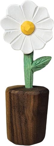 Wooden Daisy Figurine with Gift Box – Handcrafted Decorative Flower Statue, Cute Mini Ornament for Desk, Shelf & Home Decor, Perfect for Birthday, Mother's Day, Anniversary & Thank You Gifts in Kuwait