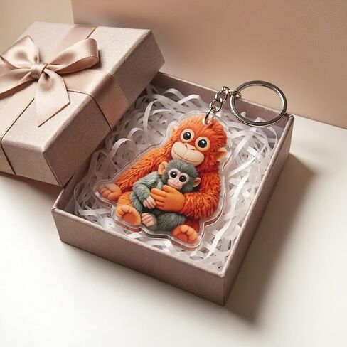 3-Pack Punch Monkey Plush Keychain, Cute Acrylic Monkey Stuffed Animal Keychain Charm for Backpack, Purse & Car Keys, Soft Mini Plush Key Ring Gift for Kids & Adults in Saudi Arabia