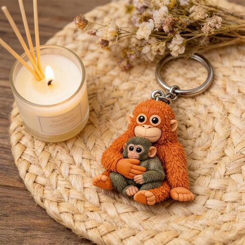 3-Pack Punch Monkey Plush Keychain, Cute Acrylic Monkey Stuffed Animal Keychain Charm for Backpack, Purse & Car Keys, Soft Mini Plush Key Ring Gift for Kids & Adults in Saudi Arabia