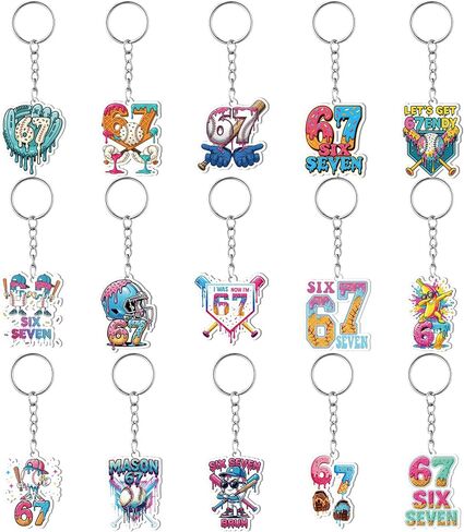 Liliaafar 15 Pcs 6 7 Acrylic Keychain Funny Six Seven Party Favors 6 7 Souvenirs Gift for Baseball Team Sports in Kuwait