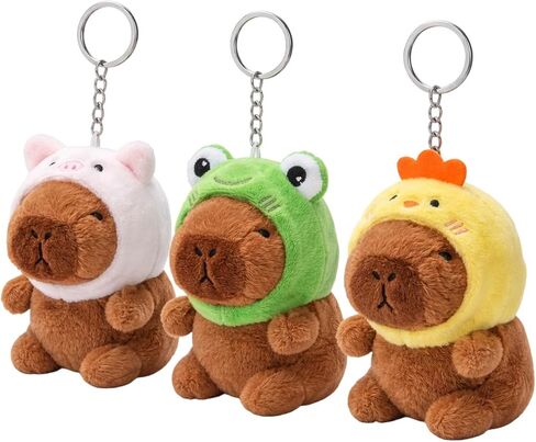 Capybara Plush Keychain, Set of 3 Adorable Capybara Stuffed Animals, Perfect for Kids and Teenagers to Decorate Backpacks and Keys, Fun Party Favors and Collectible Gifts in Saudi Arabia