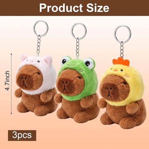 Capybara Plush Keychain, Set of 3 Adorable Capybara Stuffed Animals, Perfect for Kids and Teenagers to Decorate Backpacks and Keys, Fun Party Favors and Collectible Gifts in Saudi Arabia