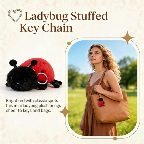 2 Pcs Ladybug Keychain Set, Plush Bug Ornament & Daisy Decor Bag Charms, Stylish Decorative Accessories for Handbags, Backpacks and Daily Key Organization in Saudi Arabia