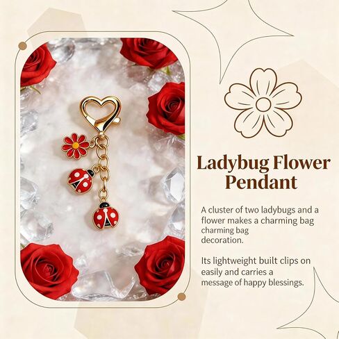 2 Pcs Ladybug Keychain Set, Plush Bug Ornament & Daisy Decor Bag Charms, Stylish Decorative Accessories for Handbags, Backpacks and Daily Key Organization in Saudi Arabia