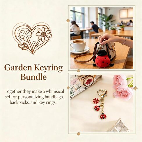 2 Pcs Ladybug Keychain Set, Plush Bug Ornament & Daisy Decor Bag Charms, Stylish Decorative Accessories for Handbags, Backpacks and Daily Key Organization in Saudi Arabia