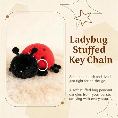 2 Pcs Ladybug Keychain Set, Plush Bug Ornament & Daisy Decor Bag Charms, Stylish Decorative Accessories for Handbags, Backpacks and Daily Key Organization in Saudi Arabia