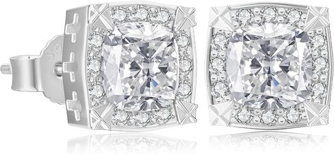 KRKC&CO Earrings for Men, Sterling Silver Earrings Stud, 14K/White Gold Plated Cubic Zirconia Stud, Hypoallergenic Birthday Gifts with Box for Him, Hip-hop Jewerly for Rapper in Kuwait