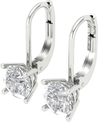 14k Gold GRA Moissanite & IGI Lab Grown Diamond Earrings for Women & Men, Stud & Drop Leverback Styles, VVS1 D Color - Luxury Gift Box Included in Saudi Arabia