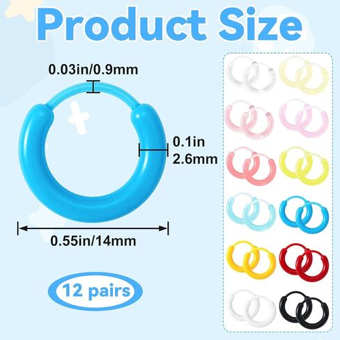 12 Pairs Plastic Earrings for Sensitive Ears, Colorful Resin Clear Earrings for Sports, Unisex Plastic Hoop Earrings Ear Retainers with Buckle for Women Men in Saudi Arabia