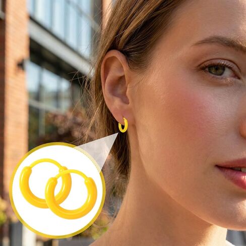 12 Pairs Plastic Earrings for Sensitive Ears, Colorful Resin Clear Earrings for Sports, Unisex Plastic Hoop Earrings Ear Retainers with Buckle for Women Men in Saudi Arabia