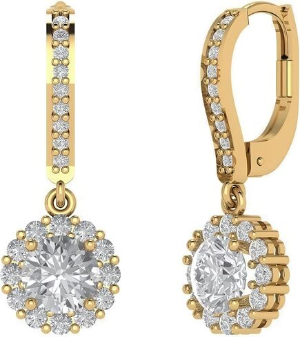 14k Gold GRA Moissanite & IGI Lab Grown Diamond Earrings for Women & Men, Stud & Drop Leverback Styles, VVS1 D Color - Luxury Gift Box Included in Saudi Arabia