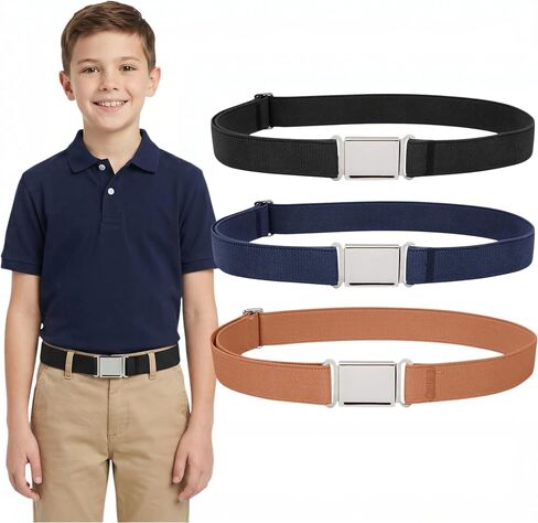 JASGOOD Kids Adjustable Magnetic Belt Boys Girls Elastic Belt with Easy Magnetic Buckle for Back to School Girls in Kuwait