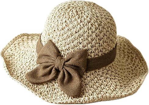 Versatile Retro Woven Handmade Straw Hat with Ruffled Bow, Women French Casual Sun Hatfor Vacation, Beach & Travel in Saudi Arabia