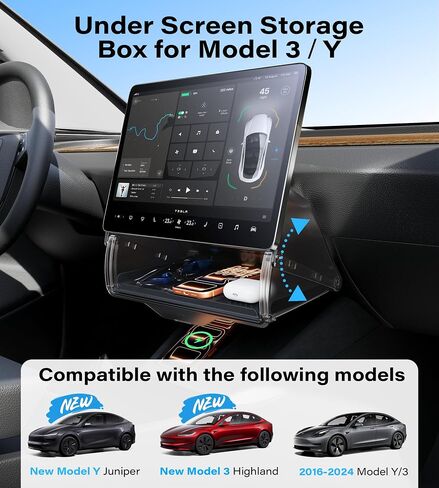 Under Screen Storage Model Y Model 3, Hiddenable Privacy Storage for Model Y Center Console Organizer Model 3, Closeable Compatible with Model Y Model 3 Accessories 2024 in Kuwait